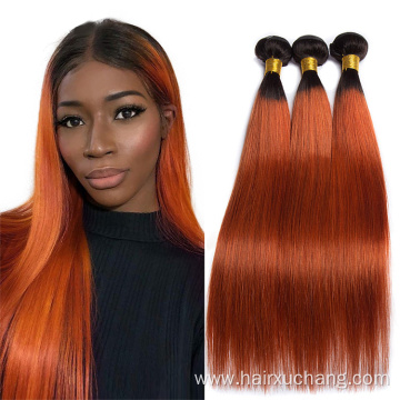 Pre-Colored Straight Hair: 1B/350 Ombre Human Bundles